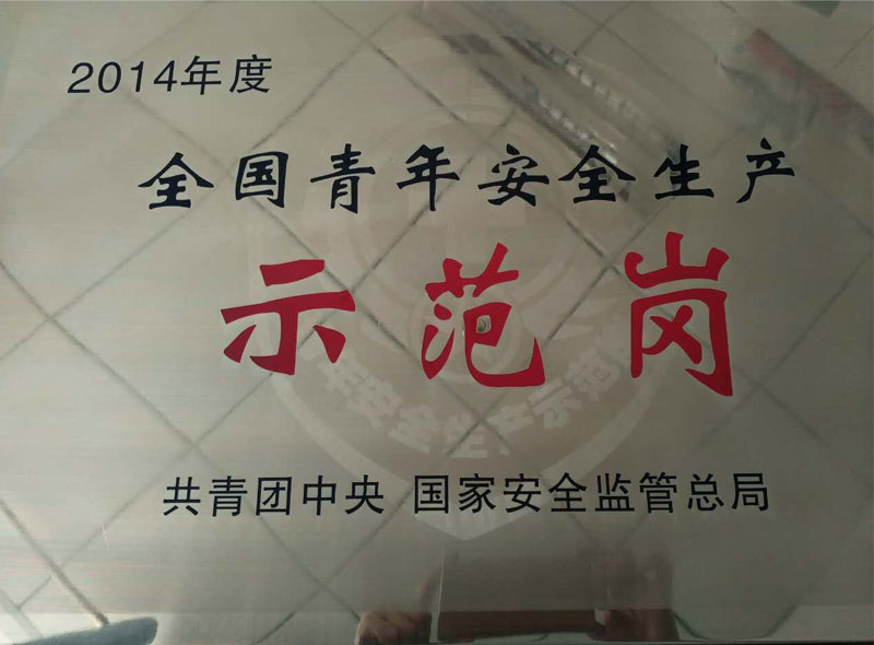 我院被共青团中央、国家安全监管总局授予“2014年度全国青年安全生产示范岗”