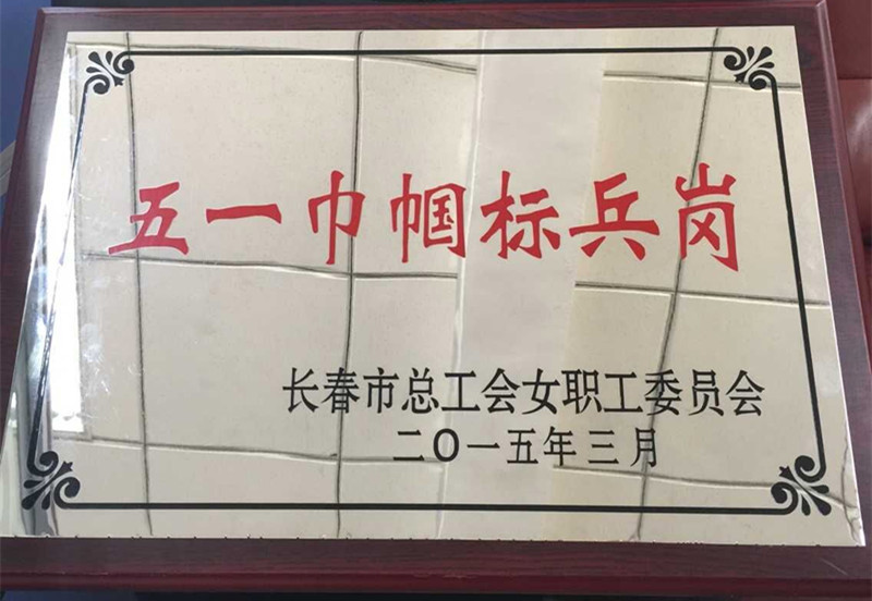 2015年3月我院被长春市总工会女职工委员会授予“五一巾帼标兵岗”